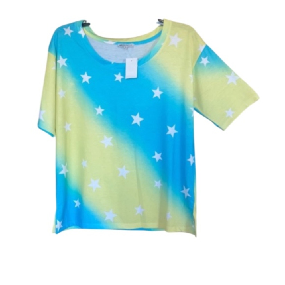 Star print lightweight top casual spring summer shirt M